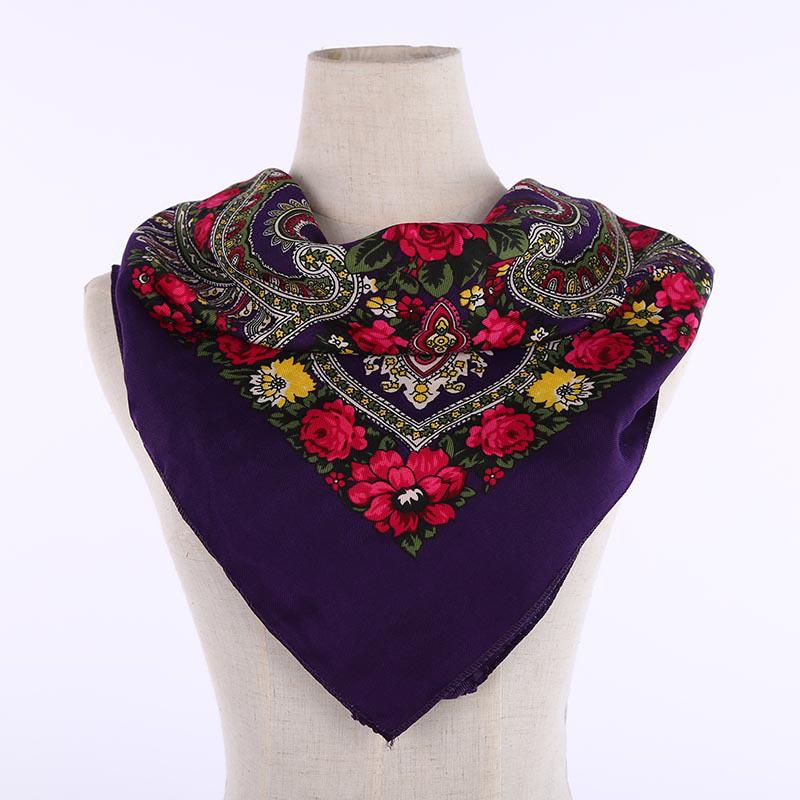 A041 Ethnic Printed Square Scarf - Winter/Autumn Headscarf Gauze
