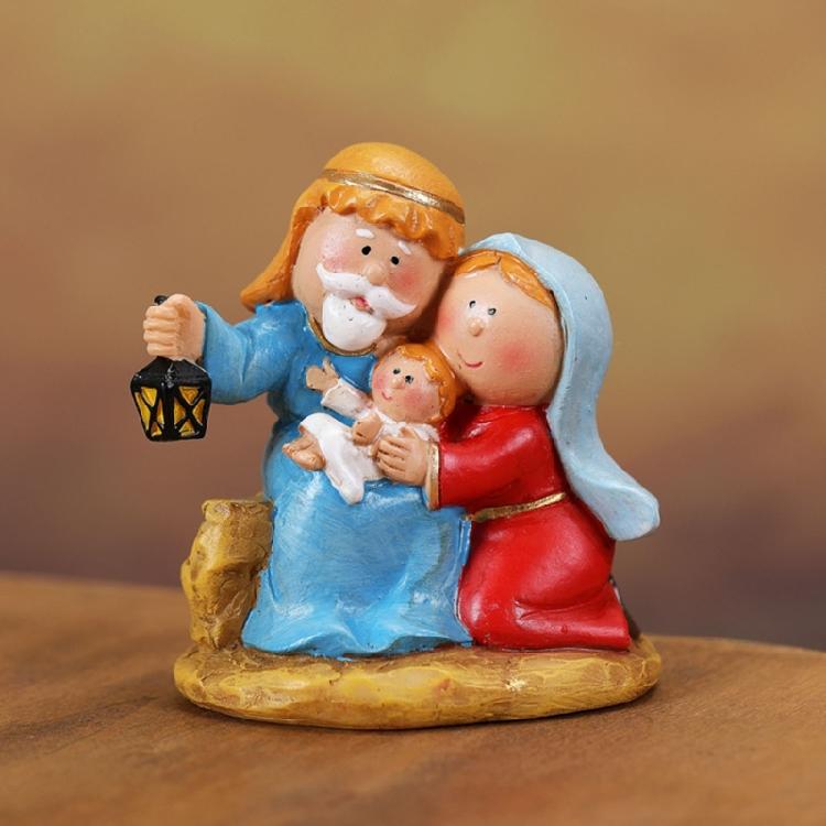 Religious Home Decors Nativity Scene Cartoon Resins Miniature Figurines Festives Tabletop Holiday Manger Scene Ornament