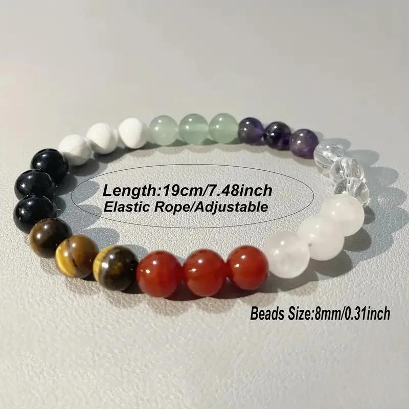 1Pc Exquisite Agate Crystal Fashion Style Natural Stone Colourful Beaded Bracelet Men Women Party Daily Gift