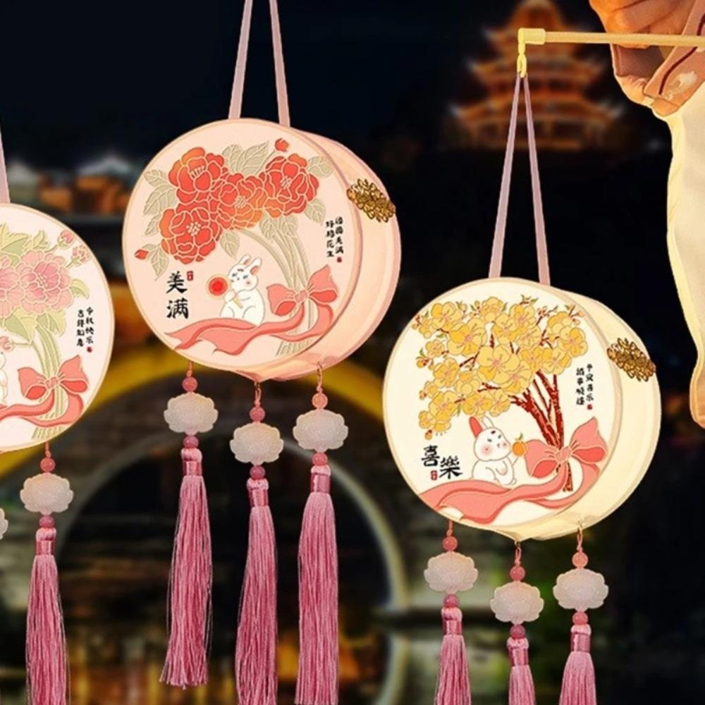 Cute Mid Autumn Festival Lantern Craft Hand-held LED Lamp  Kindergarten