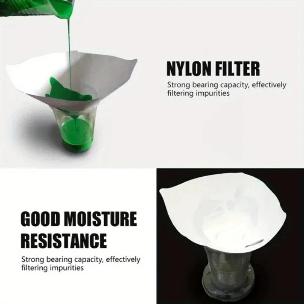 50Pcs Paint Strainer 150 Mesh Fine Mesh Paper Paint Filter Cone, Fine Nylon Mesh Funnel Hooks for Use Automotive
