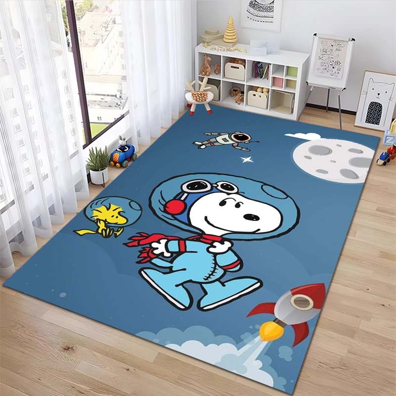 Rug with a Snoopy cartoon print, non-slip and stain-resistant, perfect for home decoration and as a gift for friends and family.