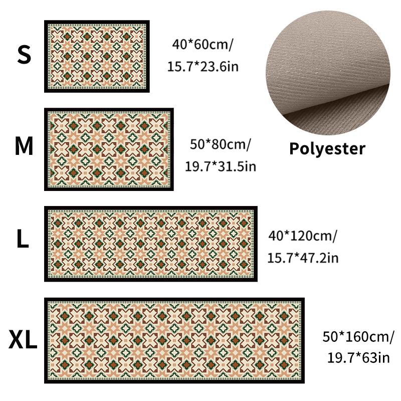 Retro Printed Rug Long Strip Kitchen Floor Mat  Non Slip Mats Water Absorption Door Foot Pad Bathroom Entrance Bath Mat Carpet