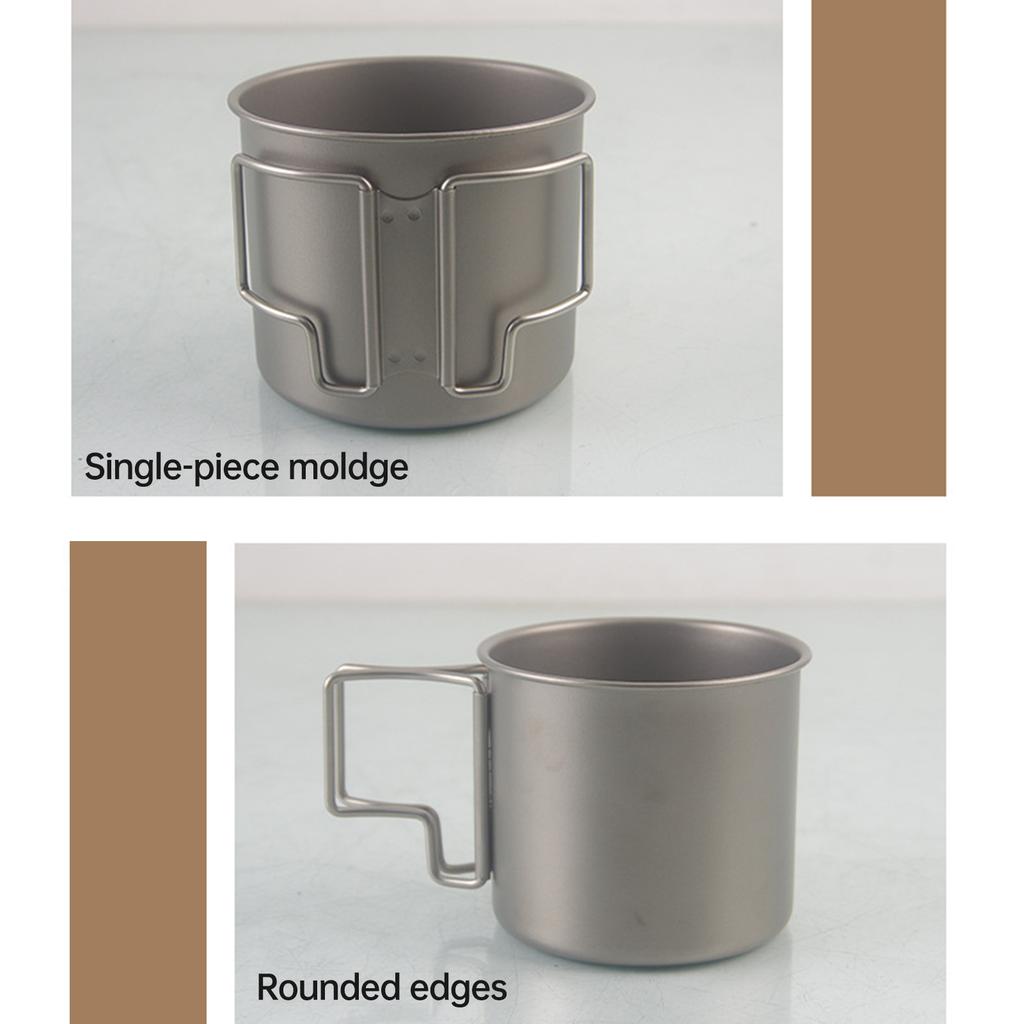Ti Cup Camping Coffee Mug with Foldable Handle Lightweight Portable for Outdoors Travel Hiking 9CM