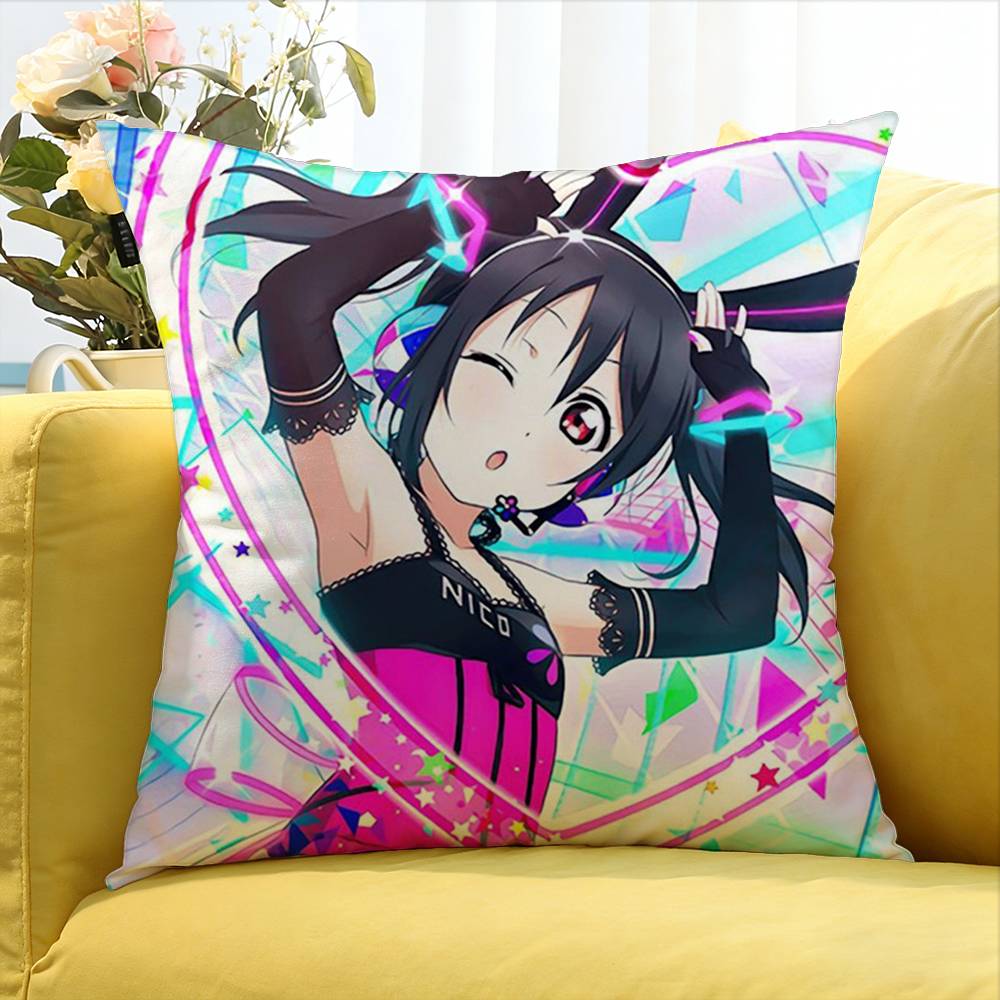 Yazawa Nico Love Live Anime Girl Various Sizes Square Pillow Case For Car Home Bedchamber Decor