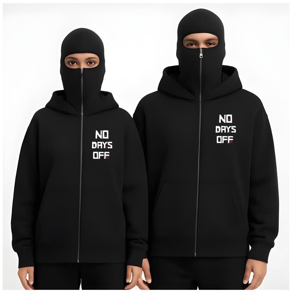 New Balacla Double Hat Hoodie Spring and Autumn Style Men's and Women's Hip Hop Fashion Cardigan Zipper Sweatshirt Jacket