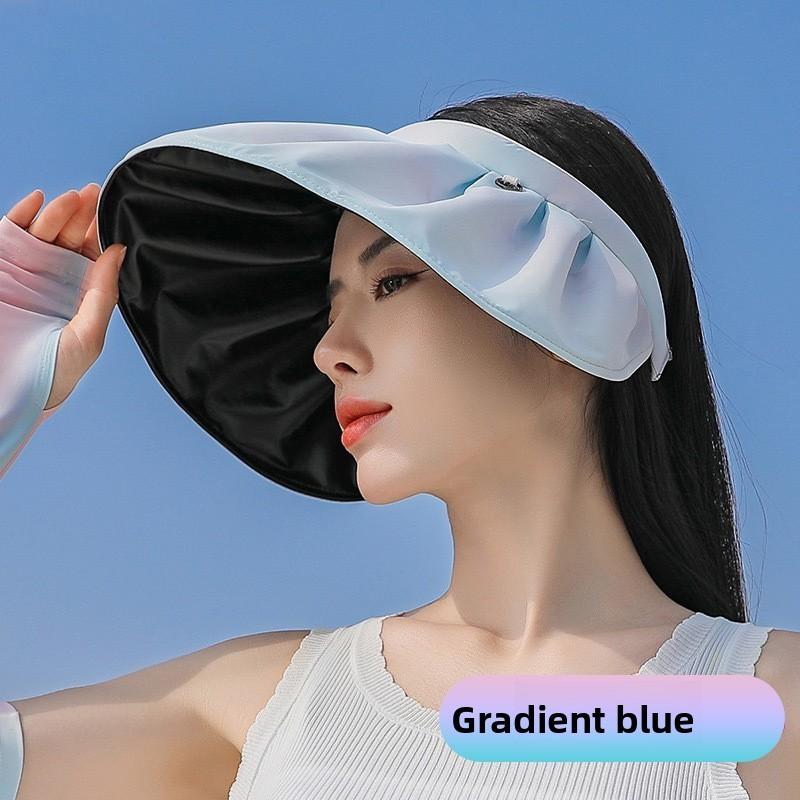 Summer Rainbow Gradient Shell Hat With Wide Brim Sunshade For Women And Beach Style