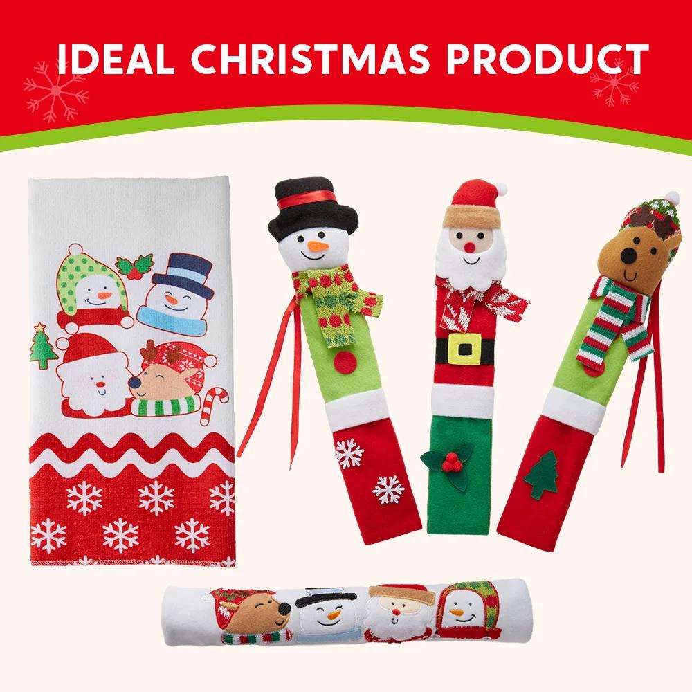 JOYFY 5 Pieces Christmas Kitchen Appliance Handle Covers for Kitchen Refrigerator Microwave Oven Dishwasher Decoration