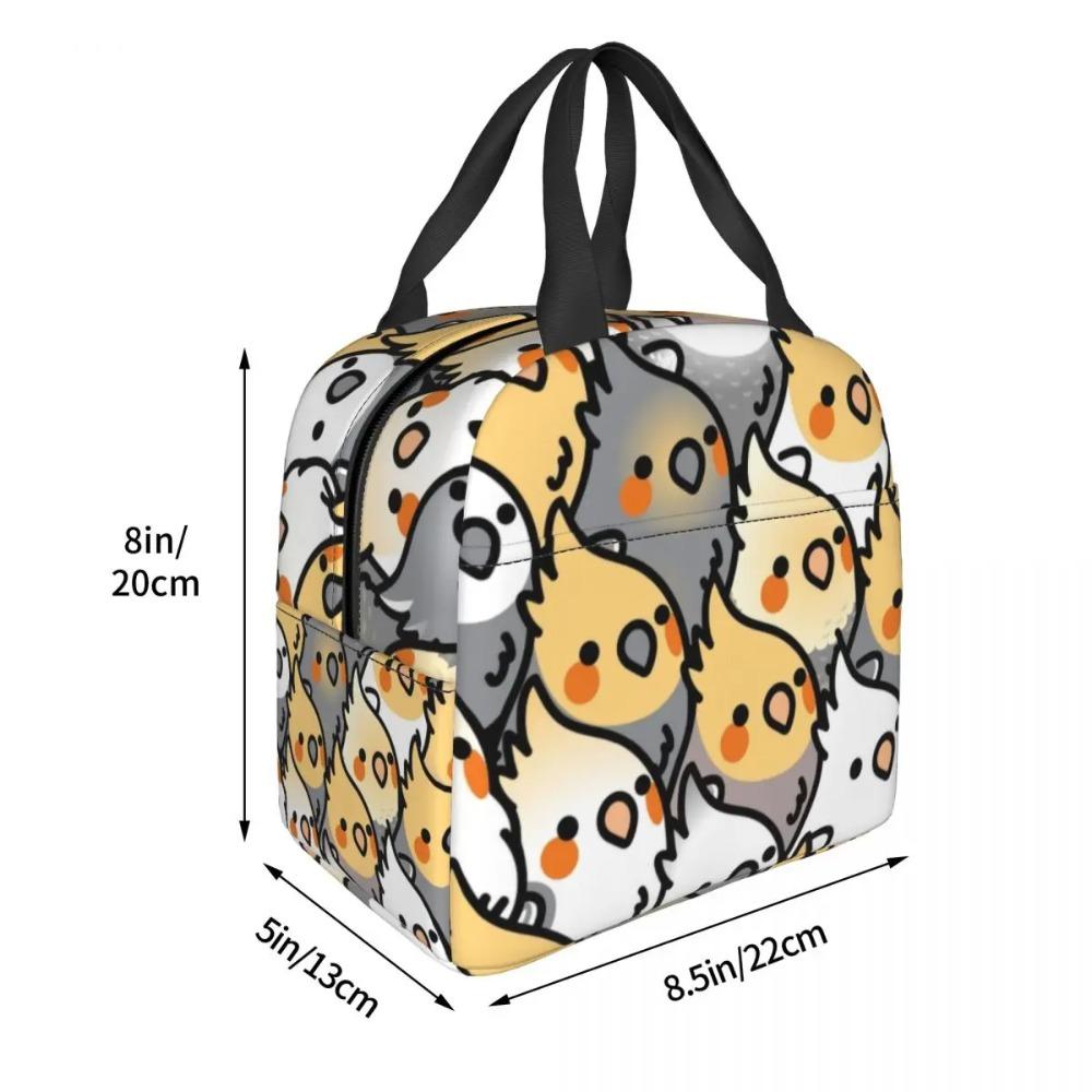 Custom Chubby Cockatiel Party Insulated Lunch Bag for Women Resuable Cute Parrot Birds Thermal Cooler Lunch Box School Children