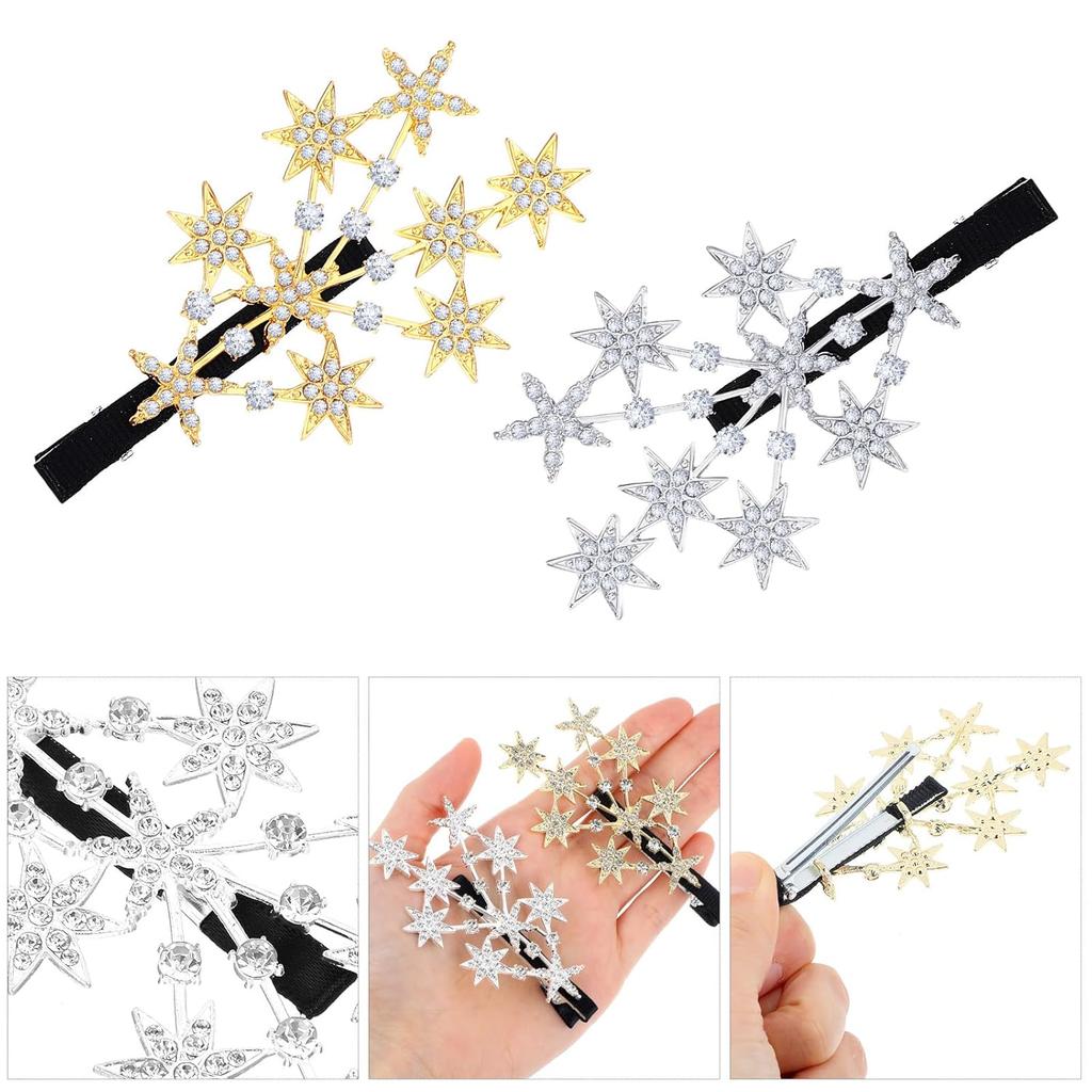 1pc Rhinestone Star Hair Clips Crystal Star Hair Clip for Women Bride Wedding Hair Barrettes Sparkly Silver & Gold Hair Pins
