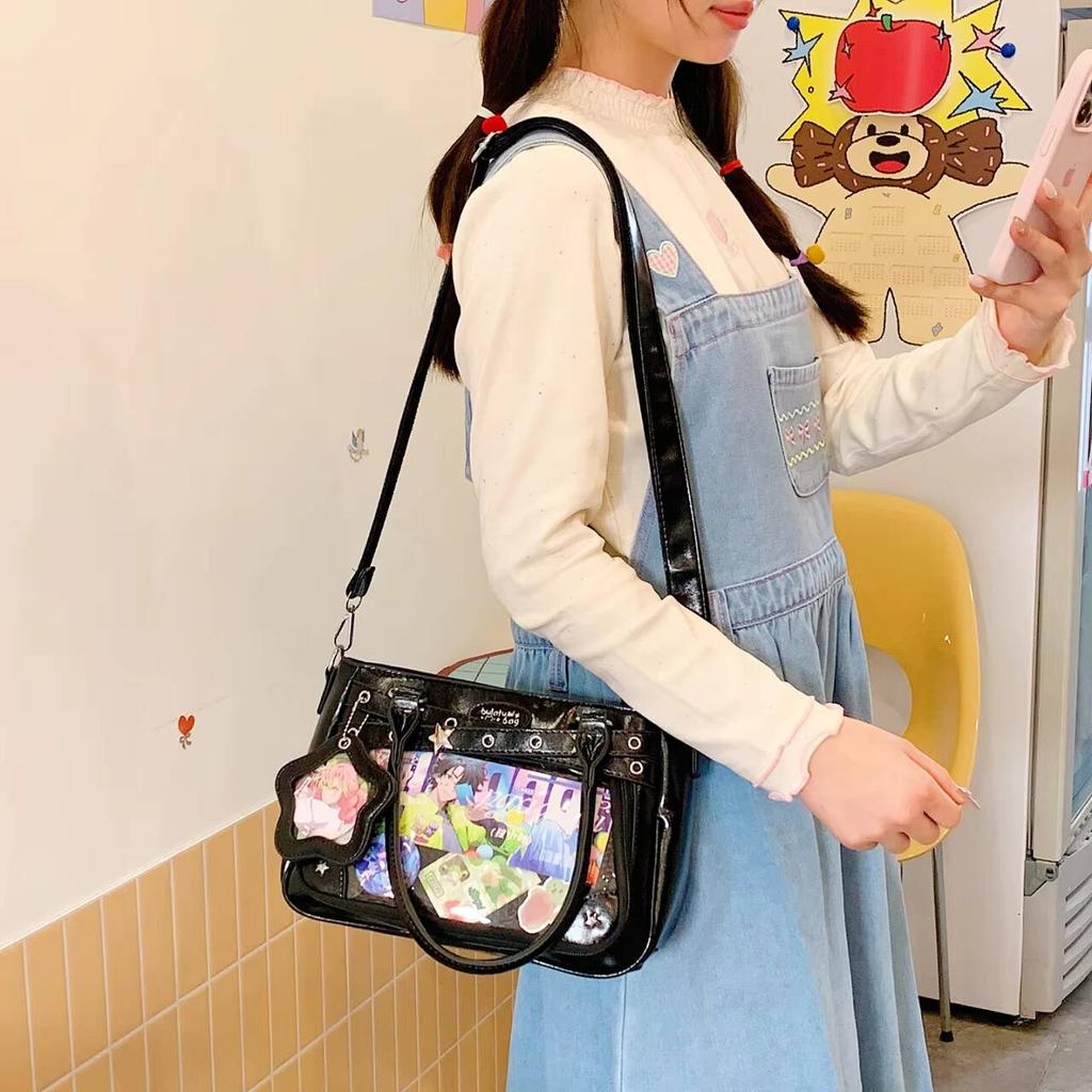 New Y2k Cute Anime Ita Bag JK Two-dimensional Crossbody Bag Lolita Girl Transparent Shoulder Bag Otaku DIY Comic Display Handbag