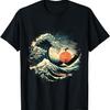 The Great Wave Off Kanagawa Japan Art Sunset Cherry Blossom T-Shirt(2)