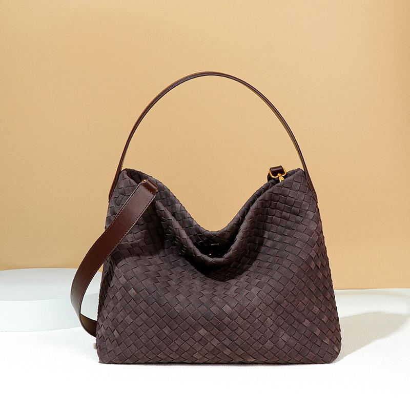 High End, Large Capacity Bag, Women's Woven Bag, One Shoulder Crossbody Bag, Underarm Bag, Bucket Bag, Frosted Suede Tote Bag