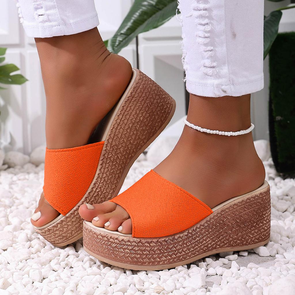 Platform Wedge Sandals For Women With Heels One Strap Design Stylish And Casual Leather Open Heel Cork Wedge Sandal For Womens