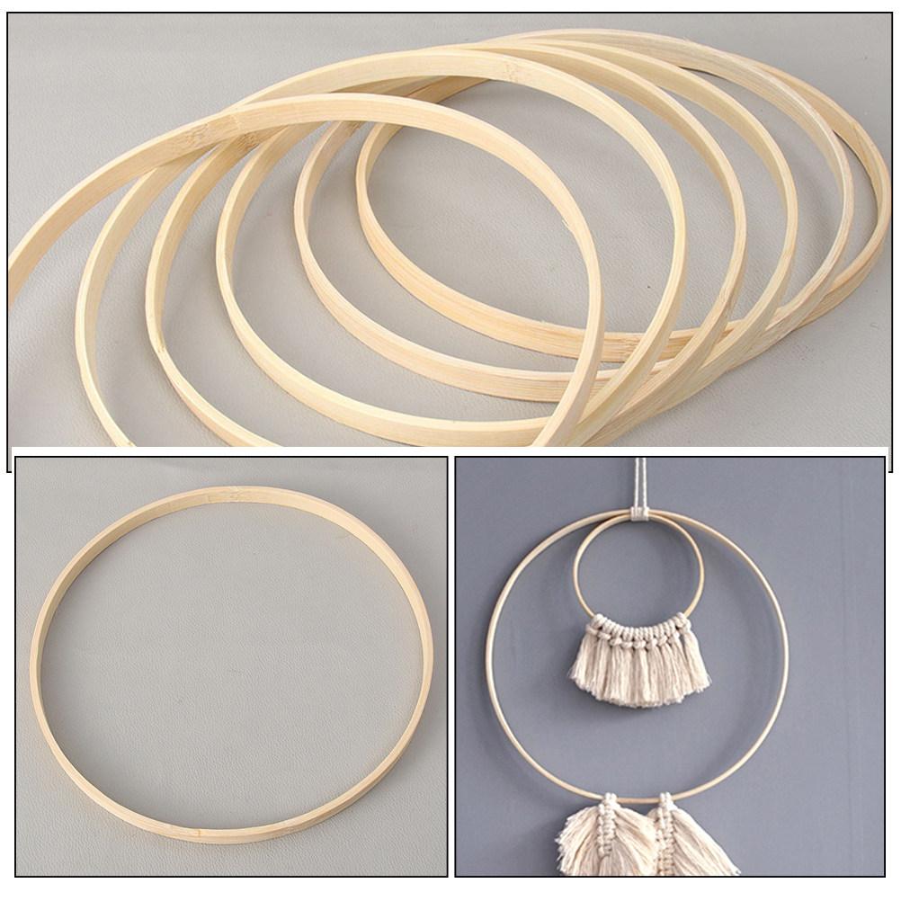 8Pcs Bamboo Craft Hoops for DIY Wreath and Dream Catcher Lightweight Rings for Handmade Decorations with Silk Cotton
