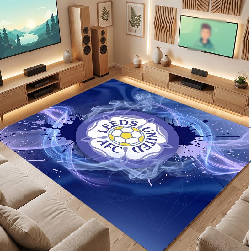 Tappeto in Velluto di Cristallo con Stampa del Leeds United Football, Comodo Assorbente d'Acqua Antiscivolo Tappeto per Pavimenti Interni