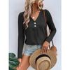 BITCED Women's Fashion Casual Solid Color Print Long Sleeve V Neck Blouses & Shirts