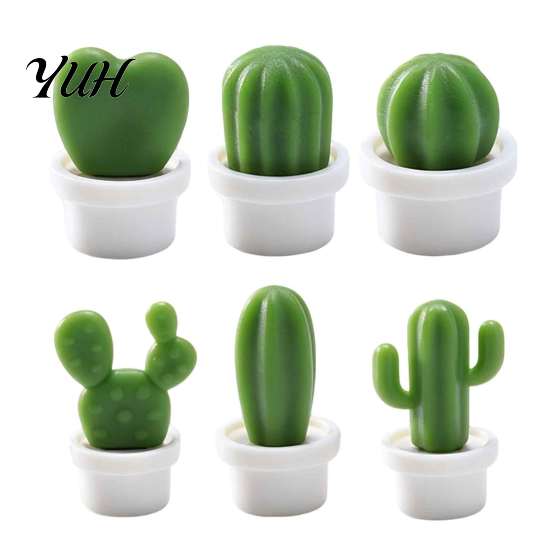 Whiteboard Decoration Magnet 6Pcs Potted Cactus Refrigerator Magnets, Mini Kitchen Fridge Magnet, Memos Notes Photos Holder, Decorative Accessories