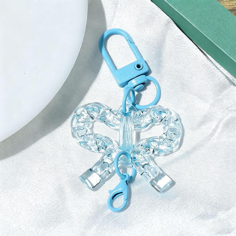 Transparent Acrylic Bow Keyring for Girls' Bags - DIY Pendant Accessory Small Gift