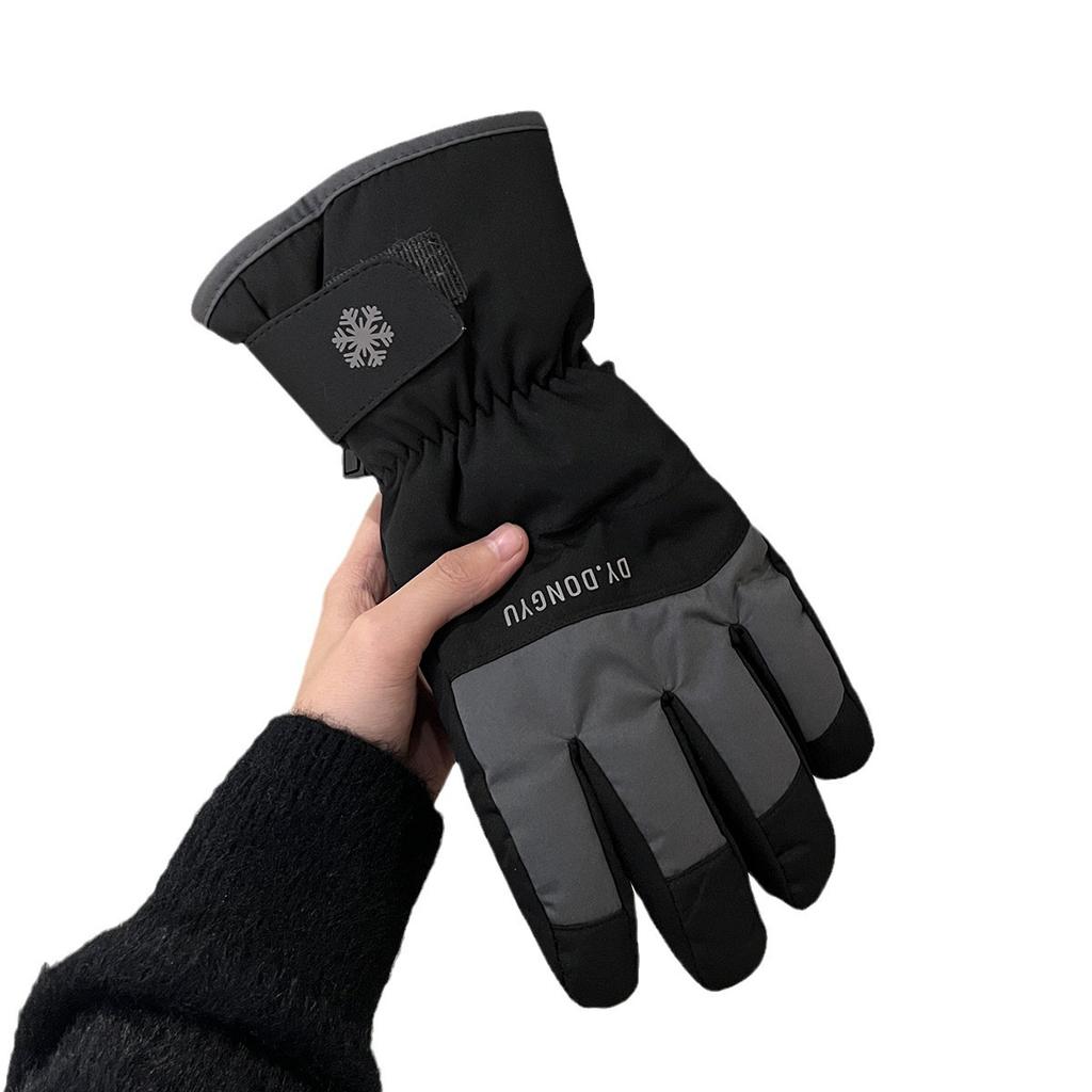 Damskie zimowe rękawice do jazdy, pluszowe i pogrubiane, aby utrzymać ciepło, wiatroodporne, mrozoodporne i wodoodporne, z ekranem dotykowym, pięciopalcowe, w stylu dla par