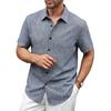 Summer New Men's Solid Color Lapel Short Sleeve Loose Breathable Business Casual Shirt