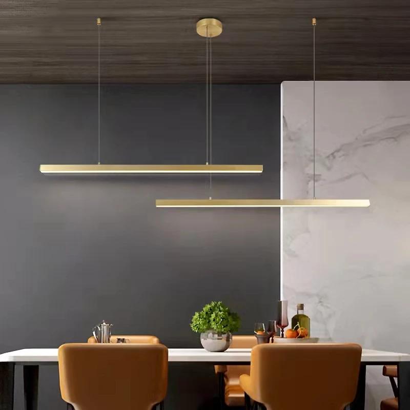 Lamp Modern Minimalist LED Chandelier ,Linear Kitchen Island Pendant Lighting For Dining Table Living Room Bedroom