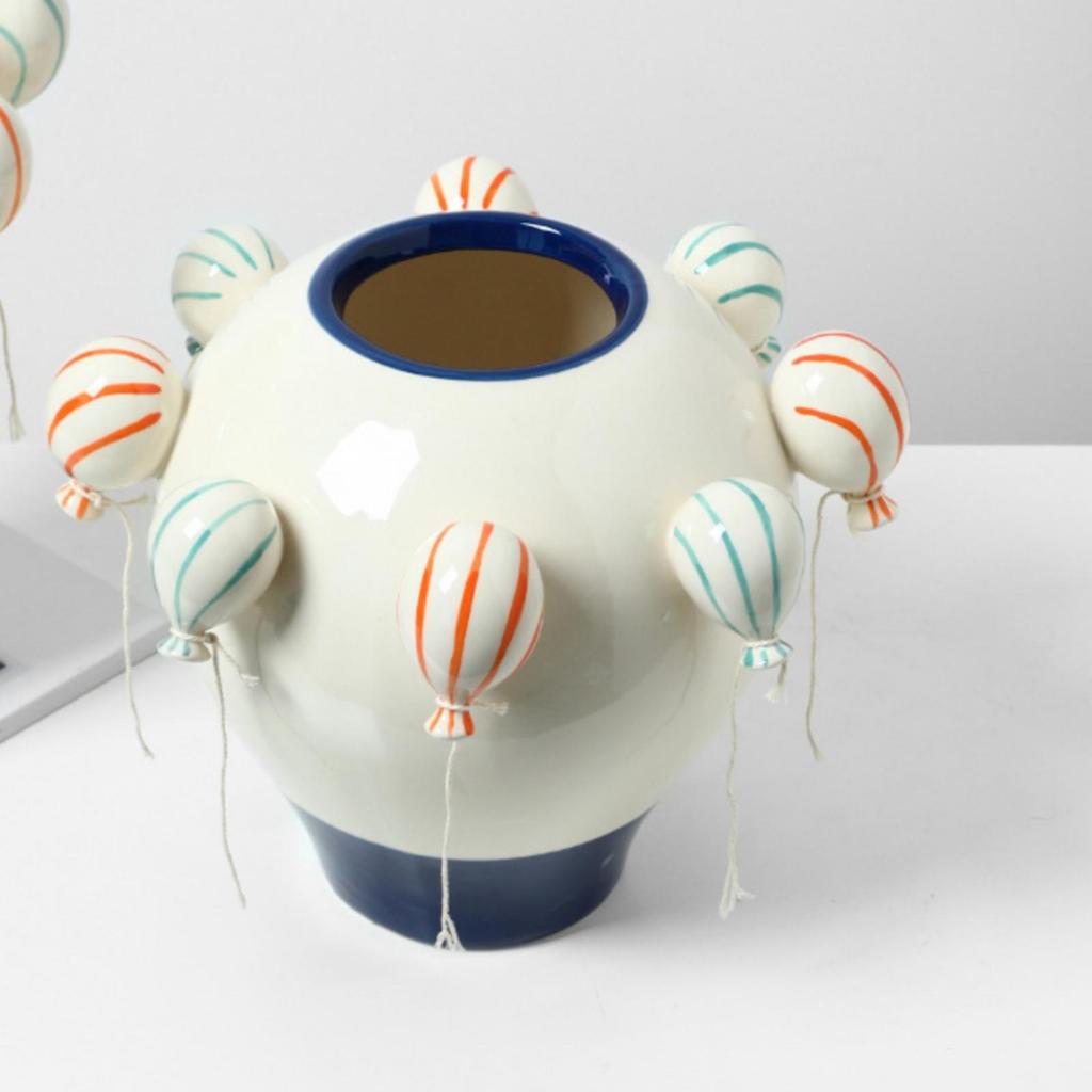 Hand-Painted Balloon Motif Ceramic Vase Colorful for Coffee Table