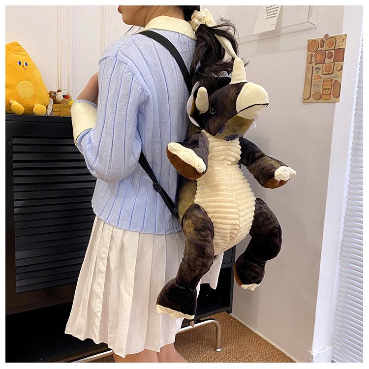 Winter Children's Dinosaur Plush Toy Bag - Tyrannosaurus & Triceratops Gift for Kids