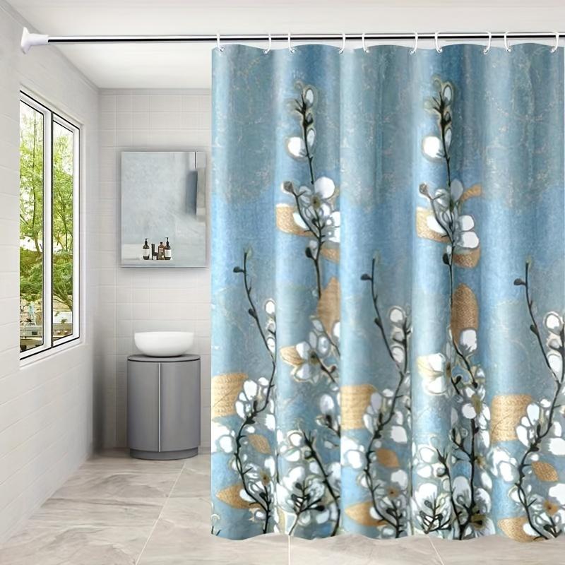 

Luxury Hotel-Quality Solid Color Polyester Shower Curtain - Fabric with Reinforced White Hooks for Bathroom Decor 90X180CM
