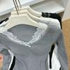 2024 Women's Slim Lace Patchwork Sweater: Elegant, High-End Autumn/Winter Style