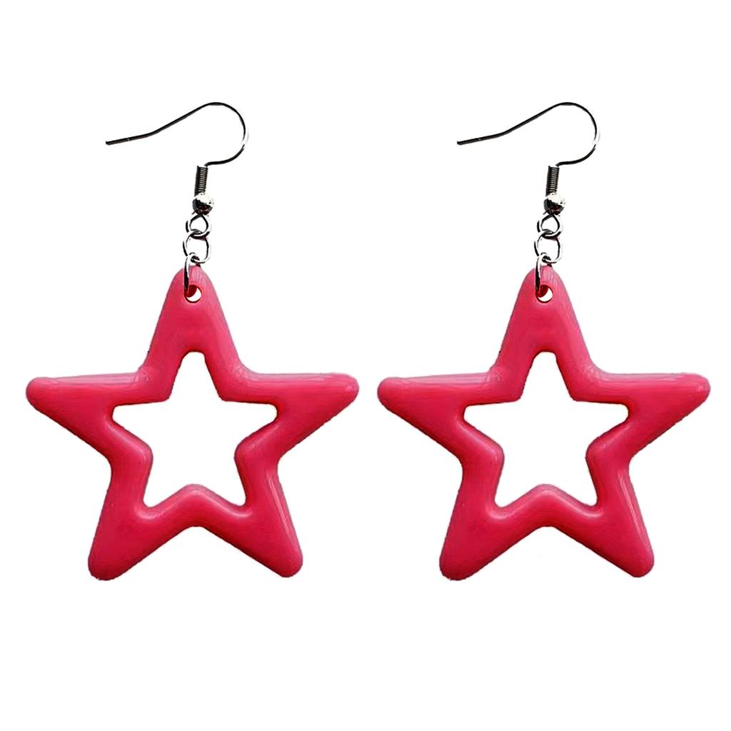 Y2K Style Dangle Earrings Simple Hollow Acrylic Star Pendant Drop Earrings Statement Jewelry Fashion Small Hoop Earrings