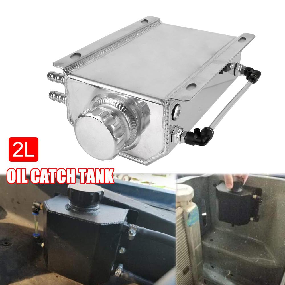 Auto Accessories Aluminum Alloy Car Oil Catch Tank 2L Overflow Reservoir Tank Fuel Gas Catch Can Coolant Radiator Universal