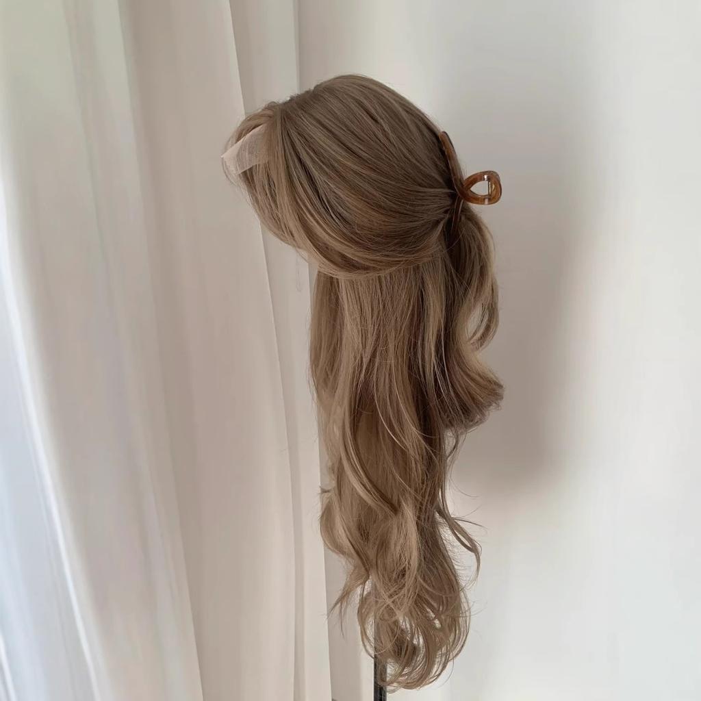 Brown Long Hair Chemical Fiber Synthetic Wig Big Wave Simulation Lolita Long Straight Wig Women's Wig