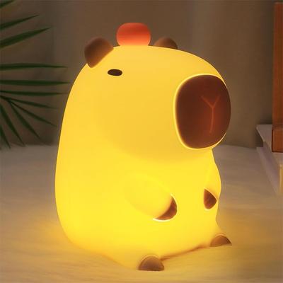 Cute Capybara Night Light Children's Silicone Nightlight Gift USB Rechargeable Animal Touch Bedside Sleep Lamp Decoration
