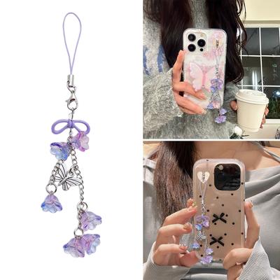 Camera Phone Jewelry Flower Phone Charm Cute Phone Chain Lilys of the Valley Flower Phone Pendant for Key Card Phone