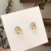 14K Gold Plated Double C Cross Shiny Zircon Earrings for Women Fashion Minimalist Hypoallergenic Round Earrings Jewelry Gift