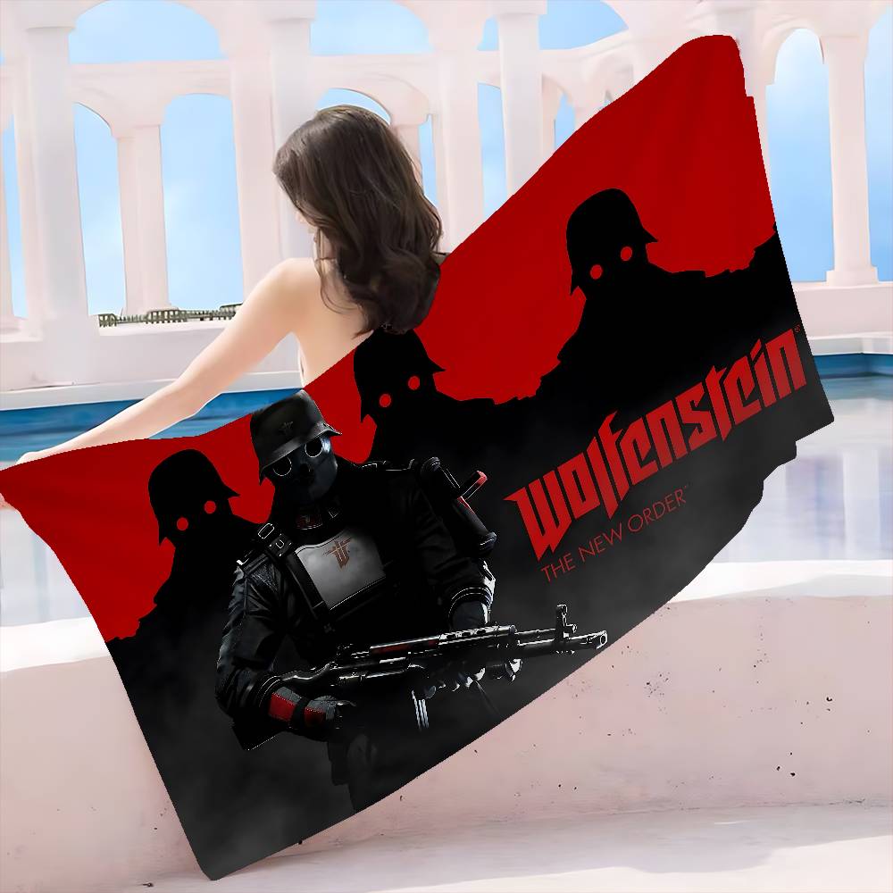Wolfenstein Microfiber Printed Beach Towel Mountain Climbing Yoga Beach Swimming Running Absorbent Soft Towel