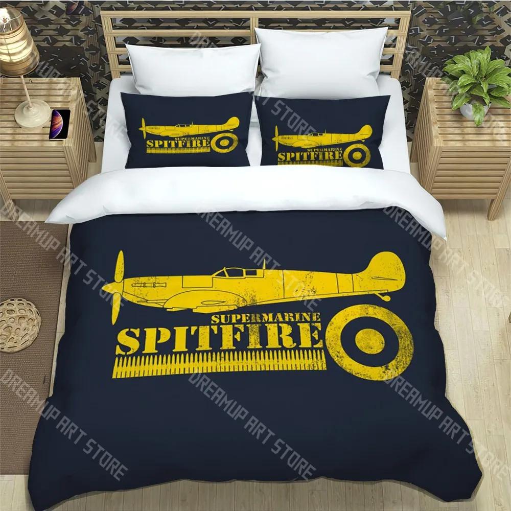 S-Spitfire Fashion Trendy Print Three-piece Set Suitable For Kids Or Adults Quilt Cover Pillowcase Bedding Set Birthday Gif