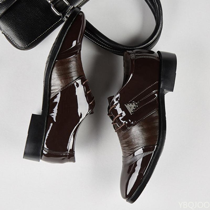 Men'S Business Dress Wedding Shoes Spring New Pointed Leather Shoes Design Lace Up Casual Style Single Shoes  De Hombre