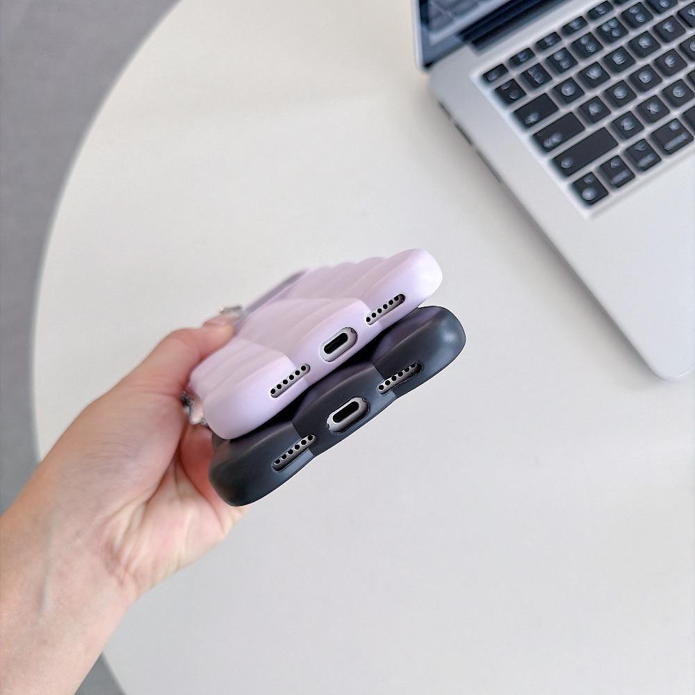 Cute Cloud Puffy Grid Silicone Phone Case For iPhone 17 18Pro Max 16 15 14 13 Pro Max 17 Pro Soft Shockproof Protective Cover