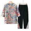 Summer Clothing for The Elderly Short-sleeved Fashionable Ladies' Traditional Chinese Style Suit Two-piece Suit