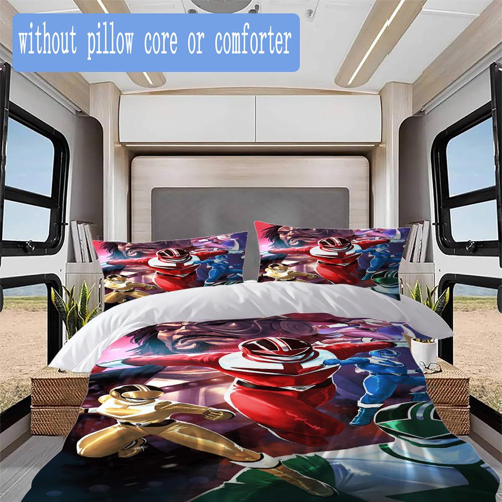 Power Rangers Pattern Bedding,Quilt Set Quilt Cover Pillowcase Home Birthday Gift (1*duvet cover+2*pillowcase,without core)XSJT0917275