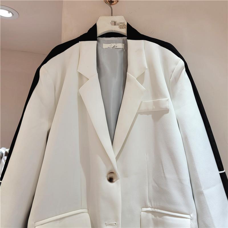 Design Sense Niche Contrasting Color Blazer Women's Spring and Autumn New Korean Version Loose Casual Small Suit Trendy