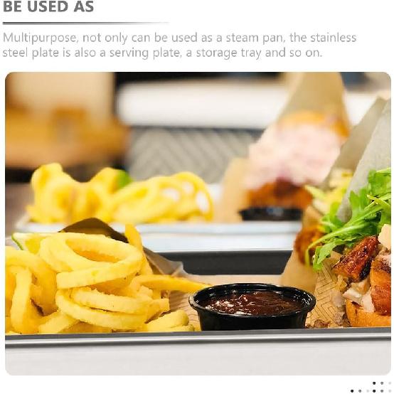 Stainless Steel Steam Food Pan with Lid Versatile Catering Food Storage Box for Charcuterie Lunch and Home Supplies for Food Prep and Serving