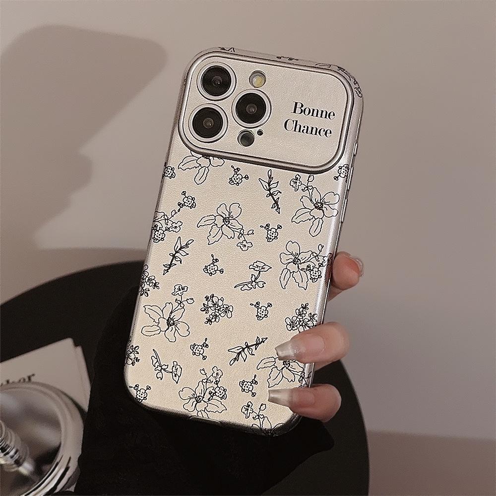 

Чехол для телефона с серебристым рисунком и цветком для iPhone15, защитный чехол для телефона от падения, защитный кожаный чехол для iPhone12, защитный чехол для iPhone14/13 Pro Max, силиконовый чехол для iPhone11 IPhone13