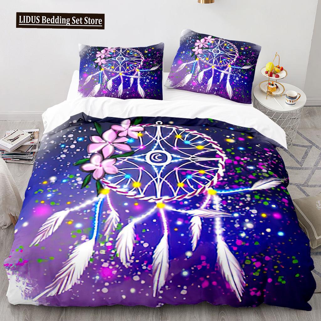 Dreamcatcher Duvet Cover Set 3D Print Feather Sun Moon Polyester Comforter Cover King Queen Twin Full Size For Kids Boys Girls