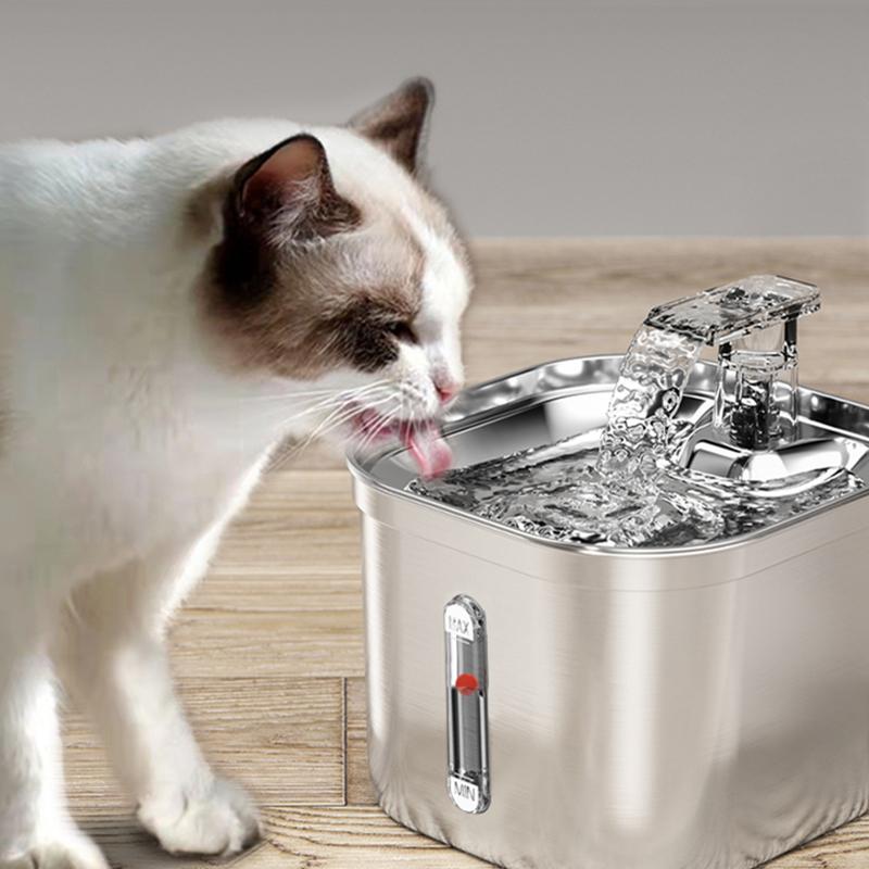 Fontanella per Acqua per Animali Domestici in Acciaio Inossidabile 304, Lavabile in Lavastoviglie, Erogatore Automatico d'Acqua per Gatti, Ciotola Ultra Silenziosa per Cani