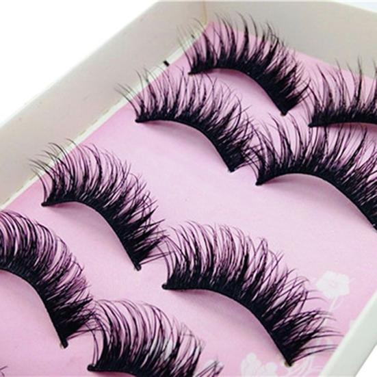 5 Pairs Natural Eye Lashes Makeup Handmade Thick Fake Cross False Eyelashes Hot