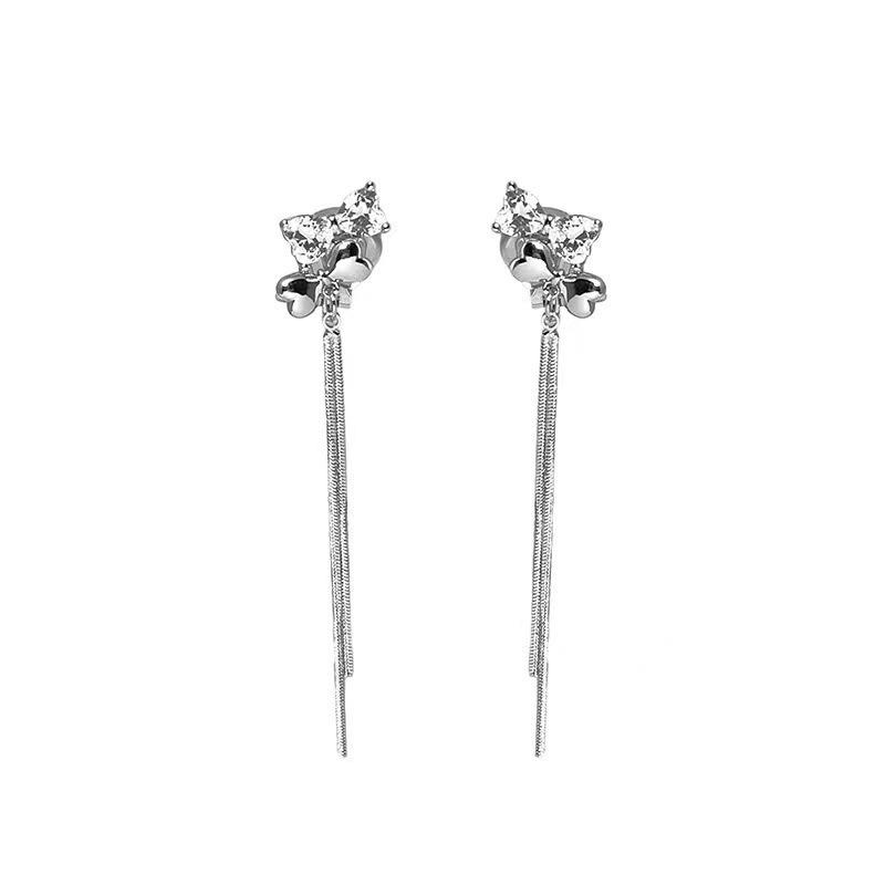 

Европейские и американские серьги-клипсы в форме бабочек для женщин, сверкающие серьги-каффы из циркония для свадебной вечеринки серебряный