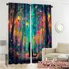 2pcs, 2D FLAT PRINTING Curtains (Without Rod) Enchanted Pathway Print Modern Curtains Polyester Curtains Festive Suitable for